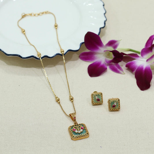 RAJWADI MATT PENDENT SET
