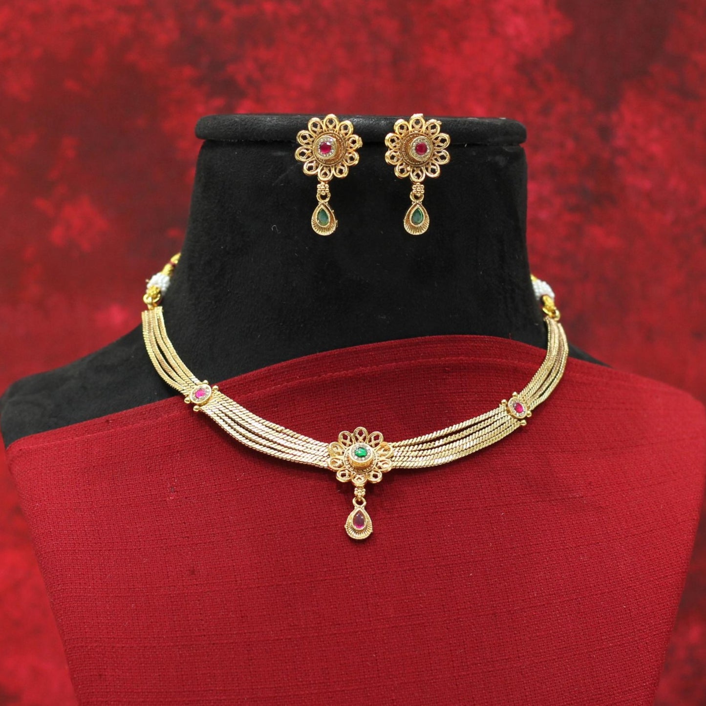 RAJWADI MATT NECKLACE SET