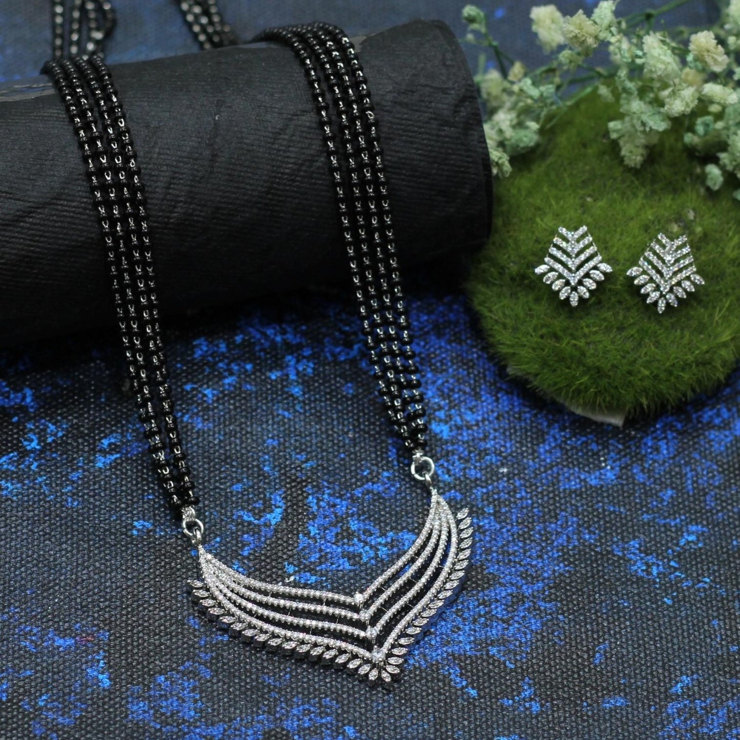SILVER PLATED AD MANGALSUTRA WITH 4 LAYER MALA
