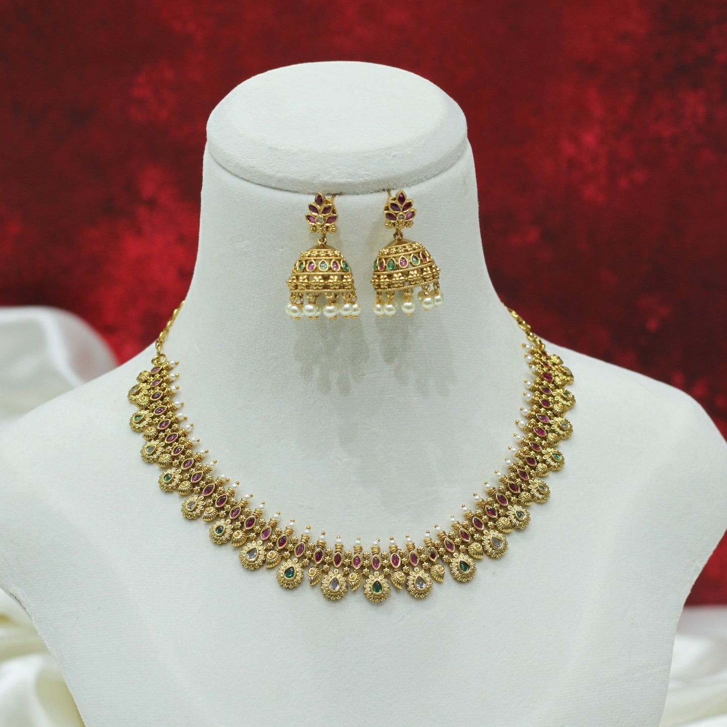 RAJWADI MATT NECKLACE SET