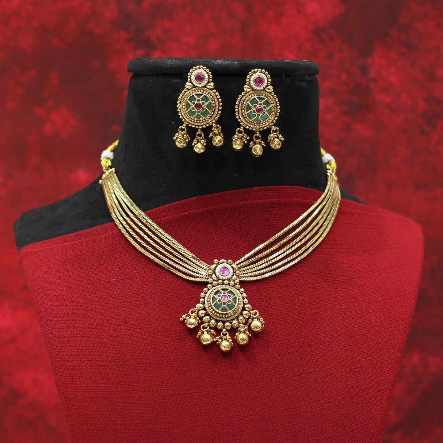 RAJWADI MATT NECKLACE SET
