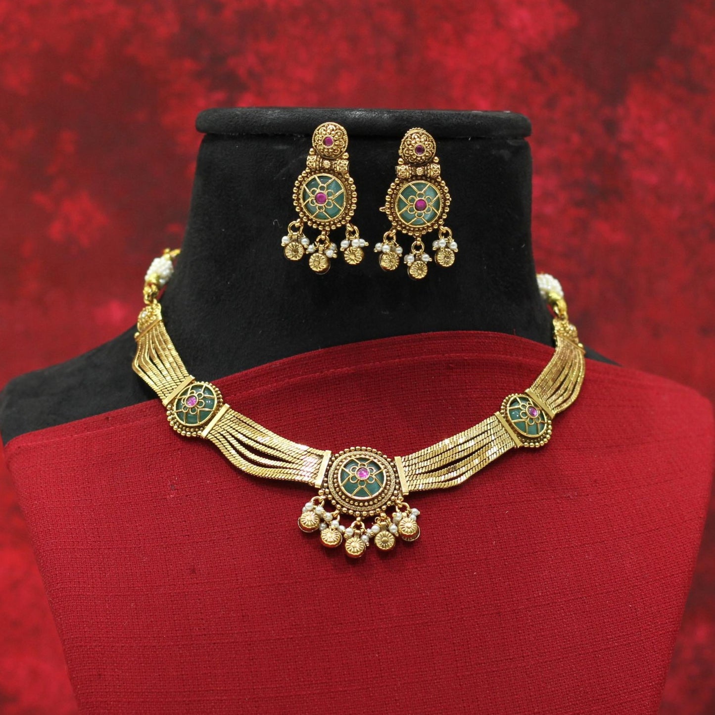 RAJWADI MATT NECKLACE SET