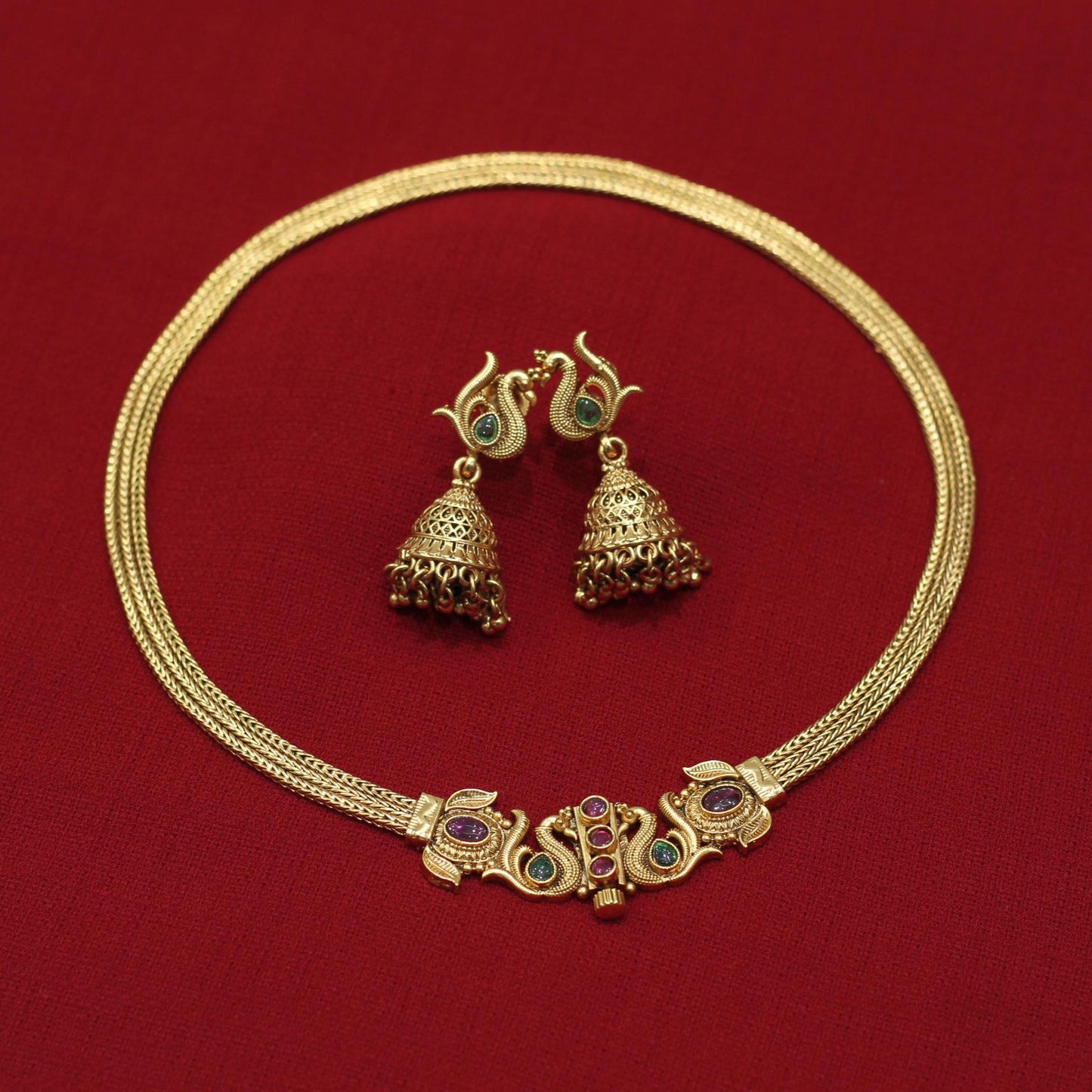 RAJWADI MATT NECKLACE SET