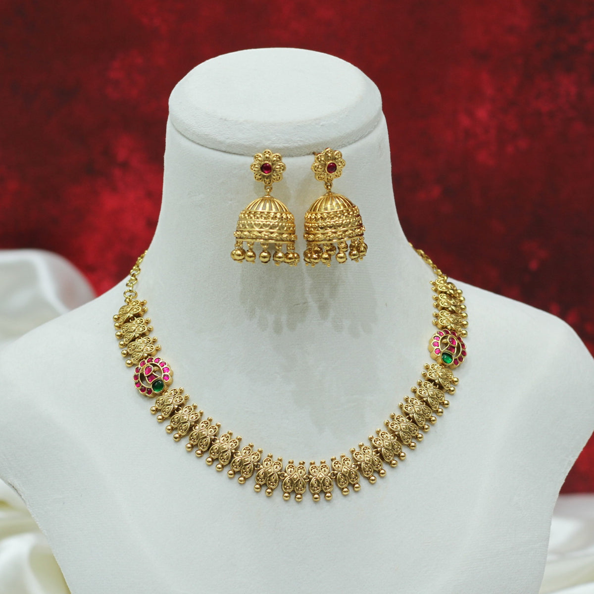 RAJWADI MATT NECKLACE SET