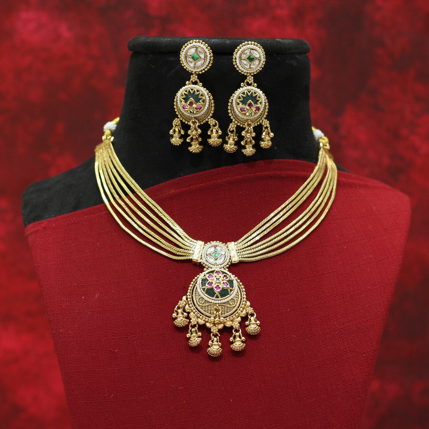 RAJWADI MATT NECKLACE SET