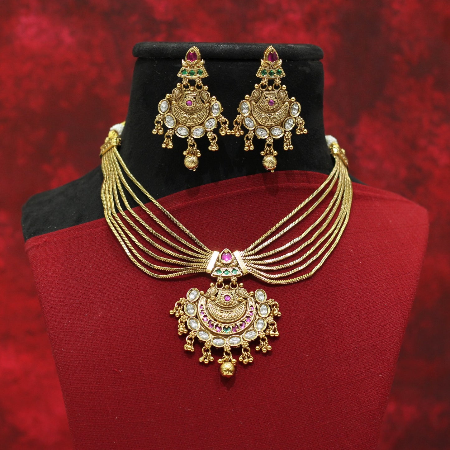 RAJWADI MATT NECKLACE SET