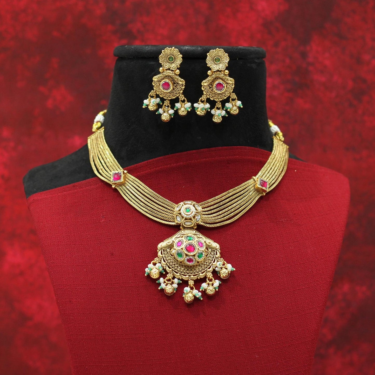 RAJWADI MATT NECKLACE SET
