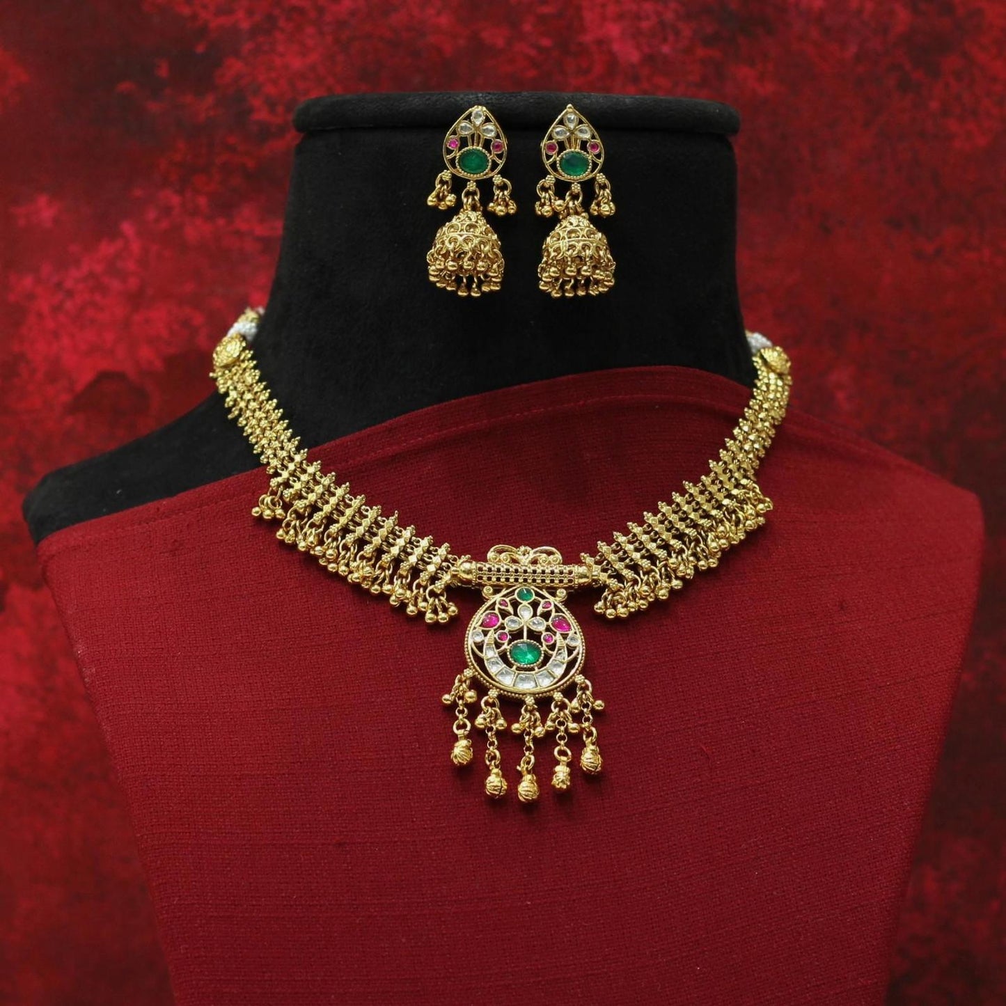 RAJWADI MATT NECKLACE SET