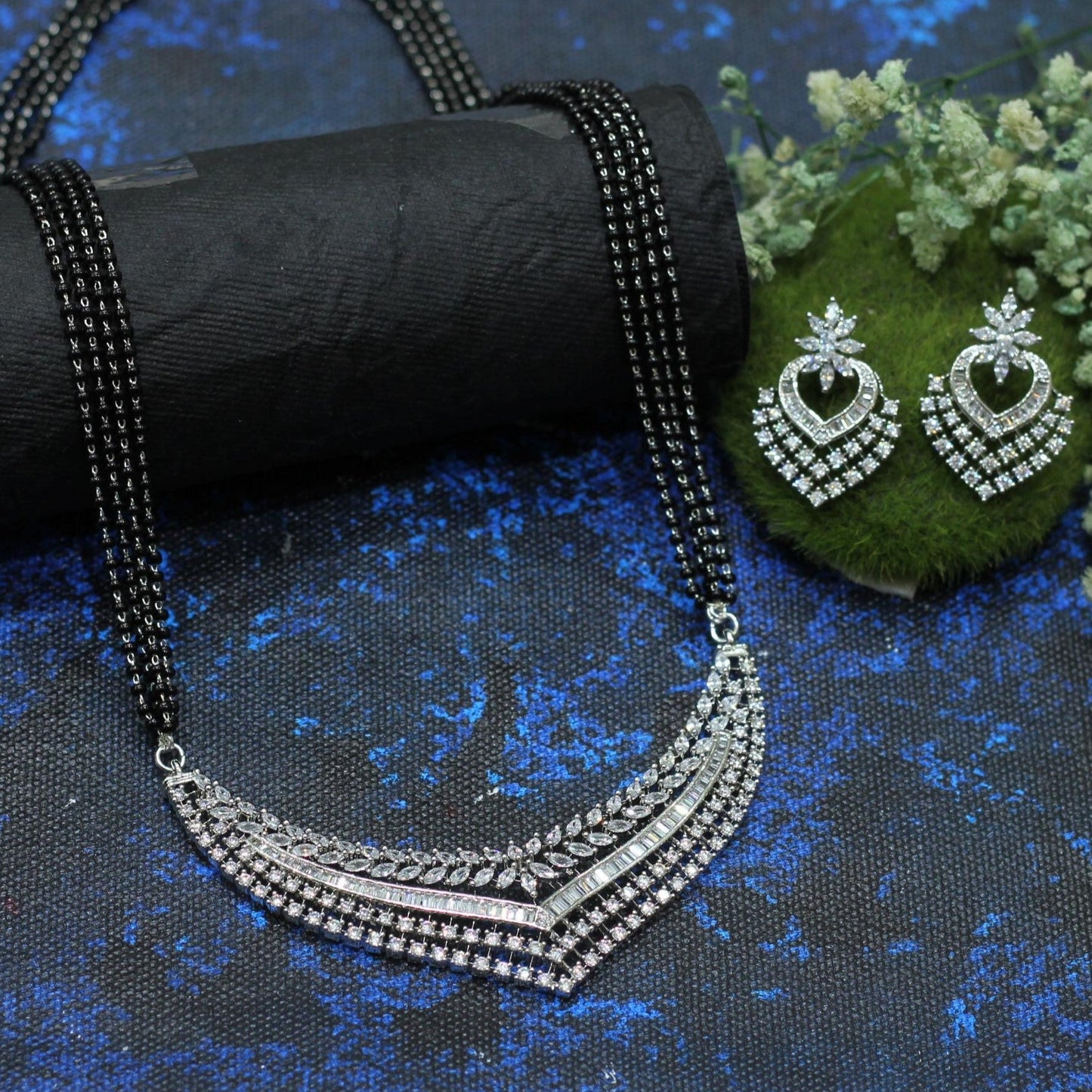 SILVER PLATED AD MANGALSUTRA WITH 4 LAYER MALA