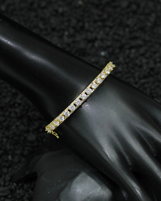 Gold Plated AD Kada Bracelet Lock Openable