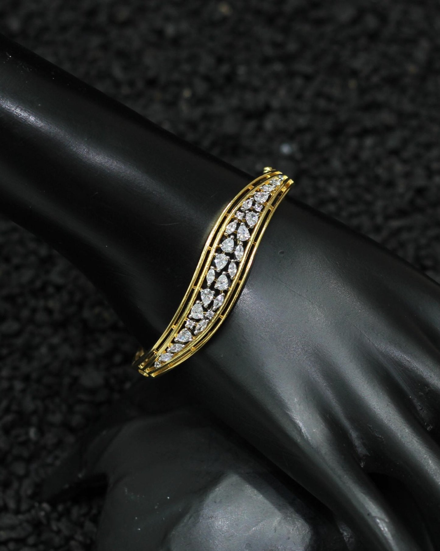 Gold Plated AD Kada Bracelet Lock Openable