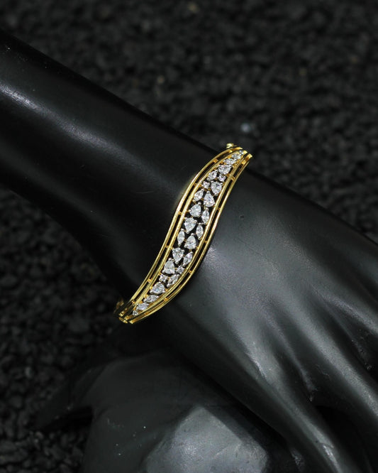 Gold Plated AD Kada Bracelet Lock Openable