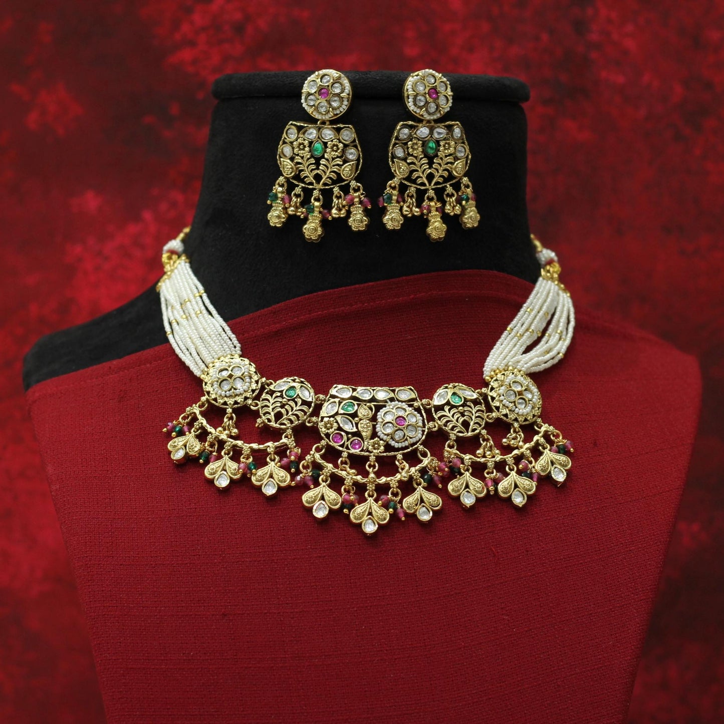 RAJWADI MATT NECKLACE SET