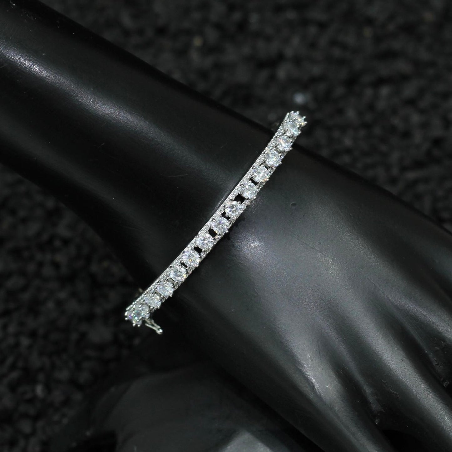 Silver Plated AD Kada Bracelet Lock Openable