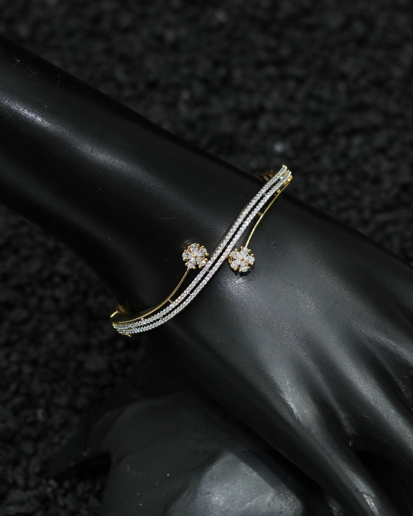 Gold Plated AD Kada Bracelet Lock Openable