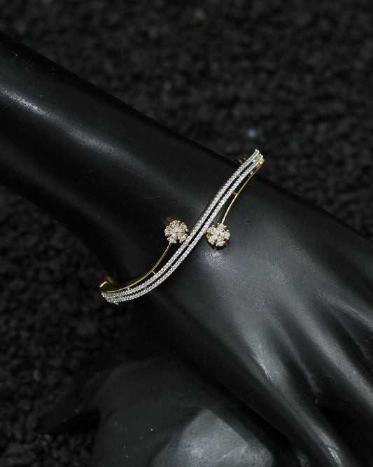Gold Plated AD Kada Bracelet Lock Openable