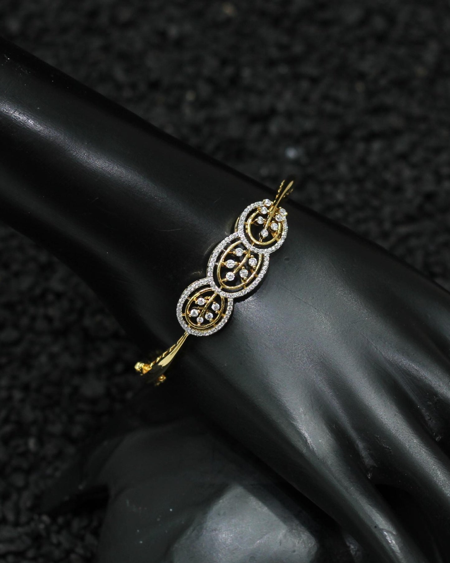 Gold Plated AD Kada Bracelet Lock Openable