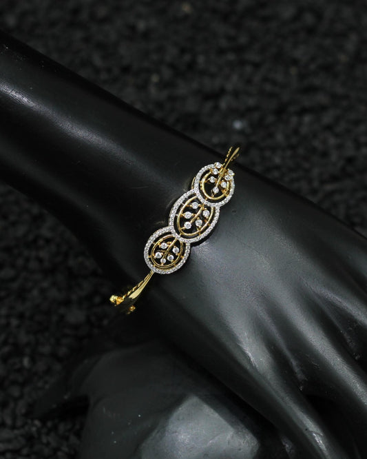 Gold Plated AD Kada Bracelet Lock Openable