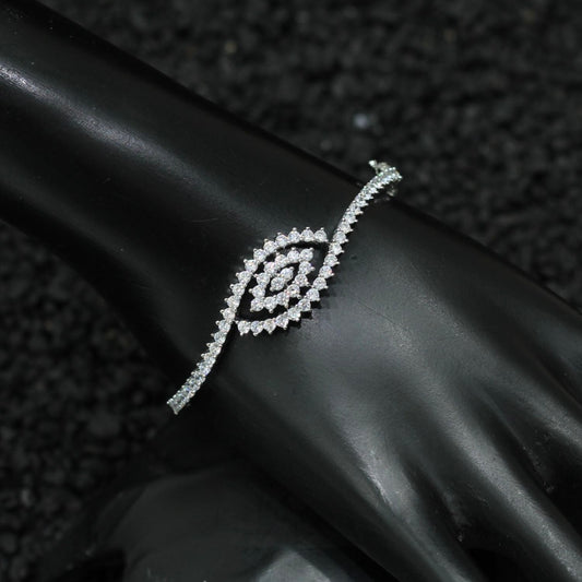 Silver Plated AD Kada Bracelet Lock Openable
