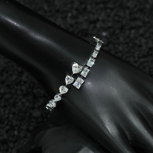 Silver Plated AD Kada Bracelet Lock Openable