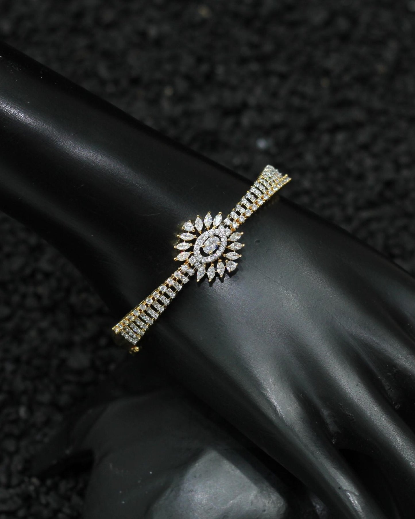 Gold Plated AD Kada Bracelet Lock Openable