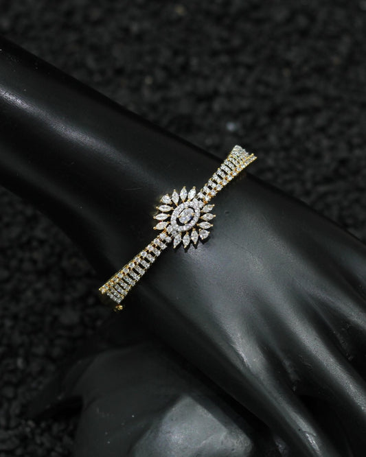 Gold Plated AD Kada Bracelet Lock Openable