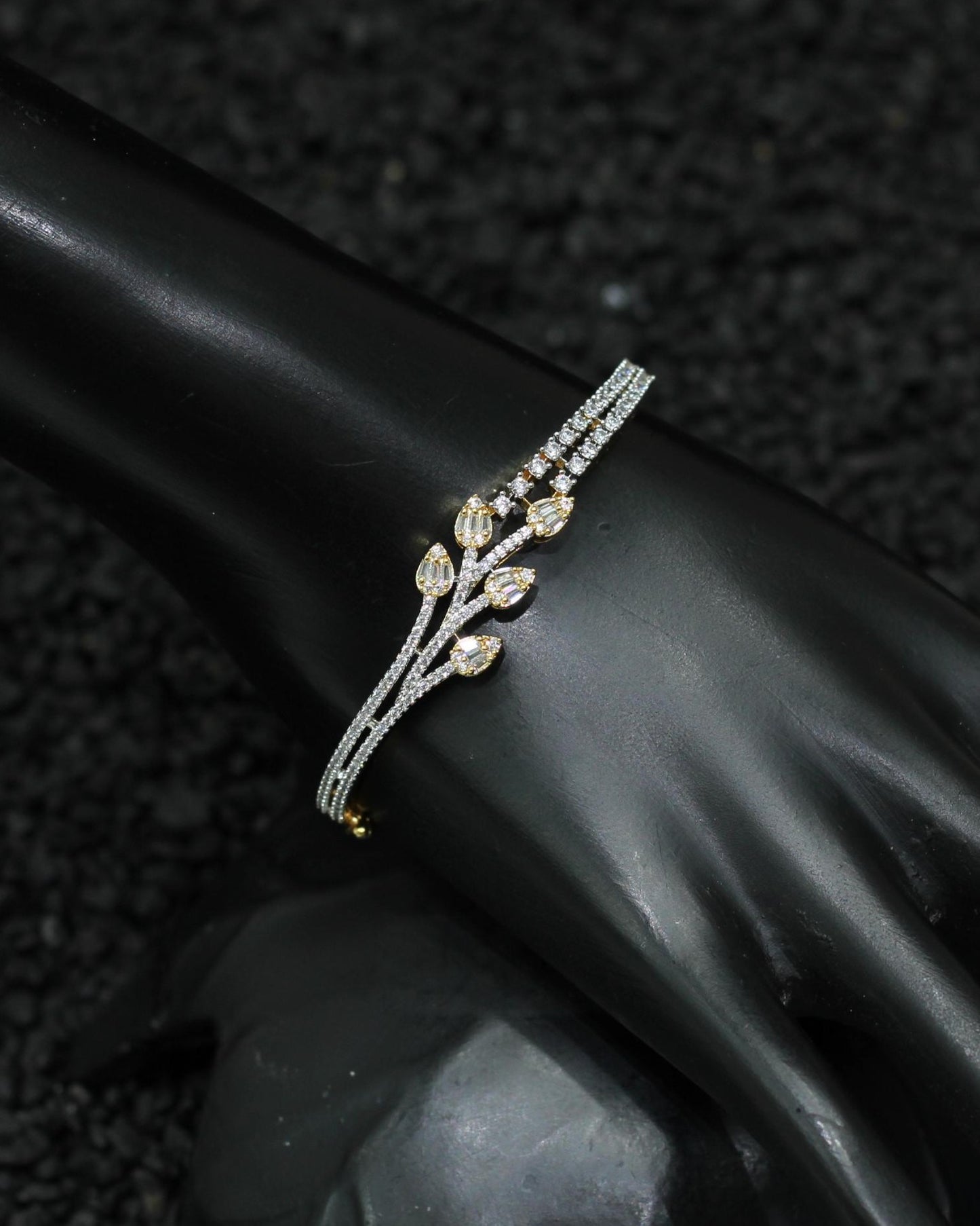 Gold Plated AD Kada Bracelet Lock Openable