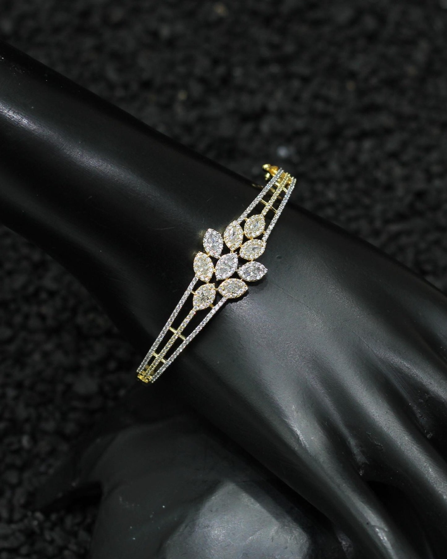 Gold Plated AD Kada Bracelet Lock Openable