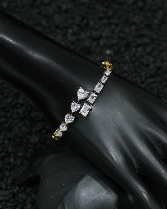 Gold Plated AD Kada Bracelet Lock Openable