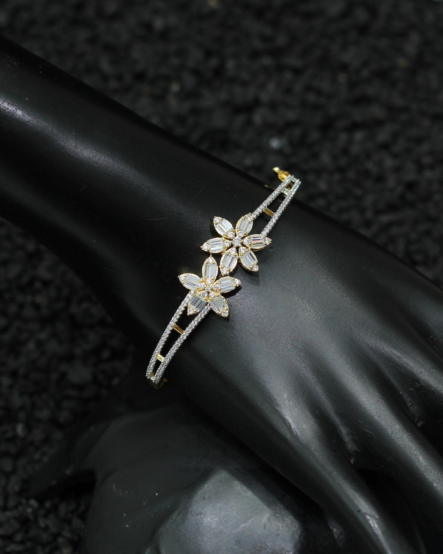 Gold Plated AD Kada Bracelet Lock Openable