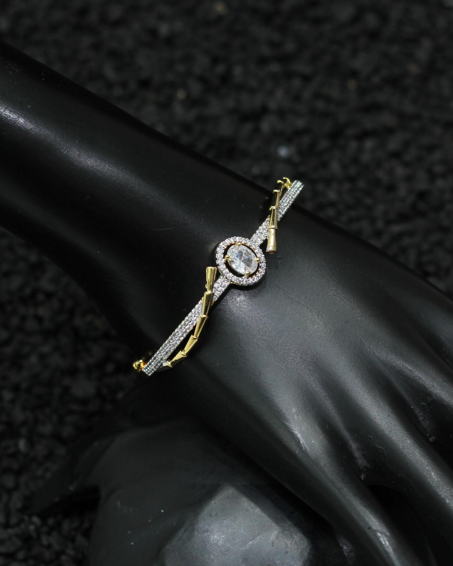Gold Plated AD Kada Bracelet Lock Openable