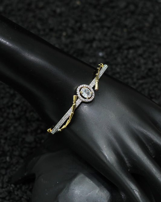 Gold Plated AD Kada Bracelet Lock Openable