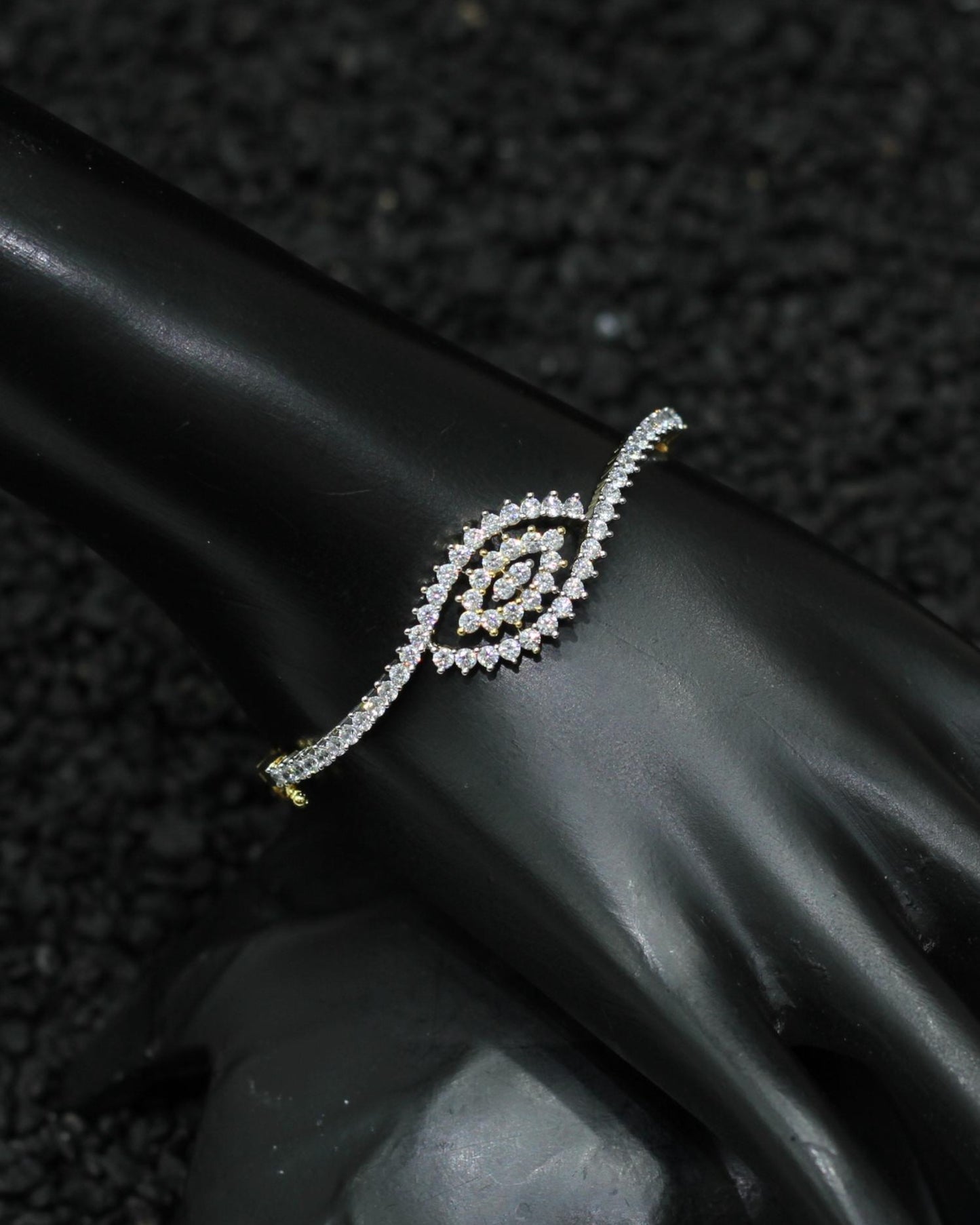 Gold Plated AD Kada Bracelet Lock Openable