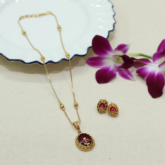 RAJWADI MATT PENDENT SET