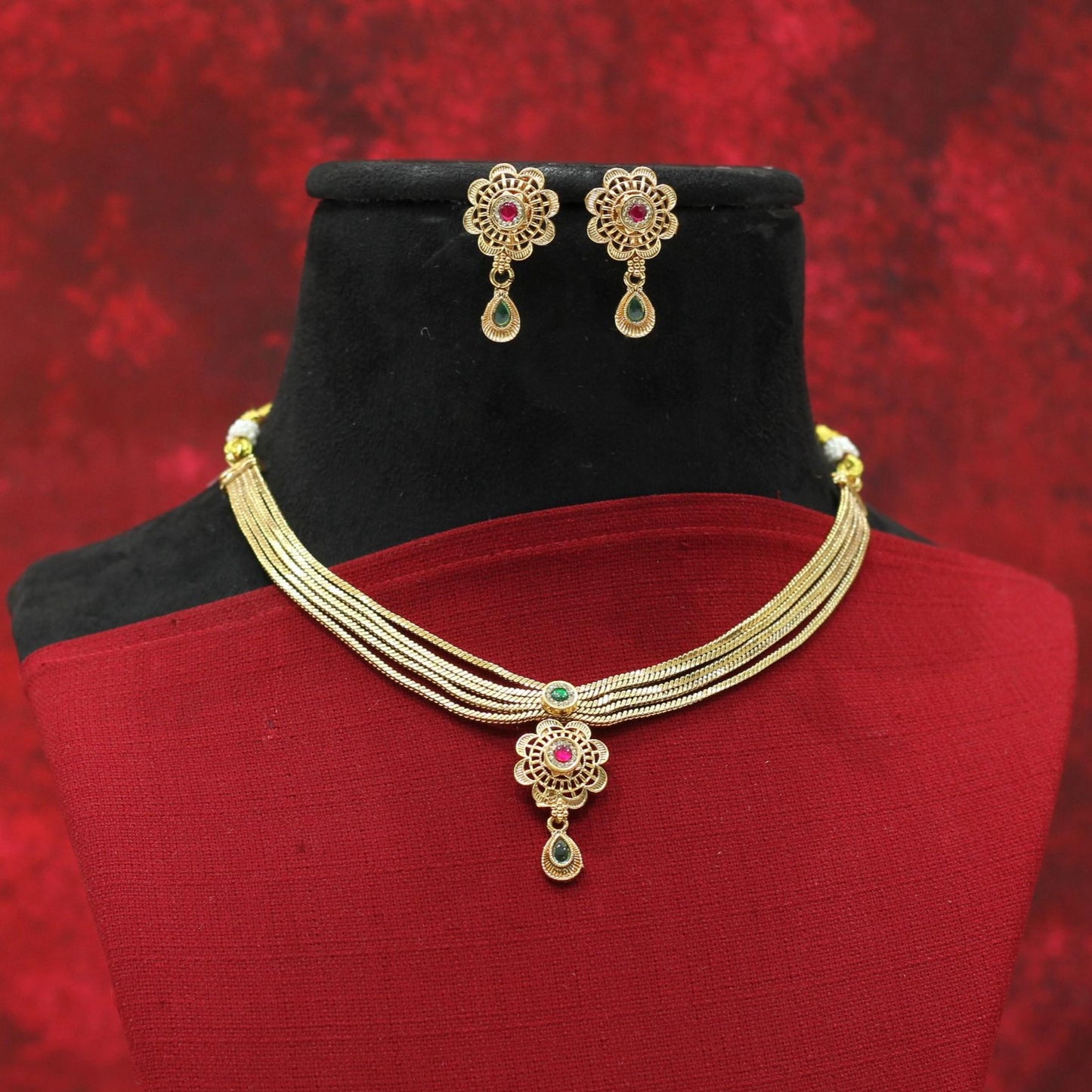 RAJWADI MATT NECKLACE SET