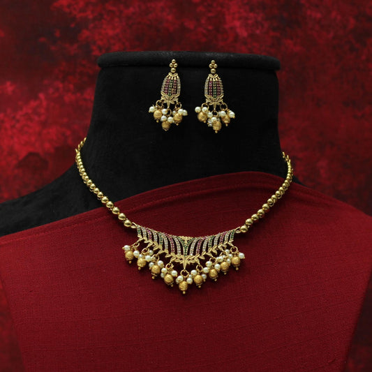 RAJWADI MATT NECKLACE SET