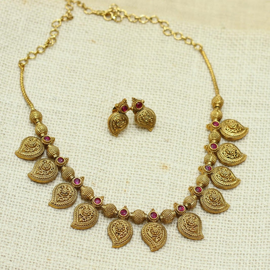 RAJWADI MATT FINISH MANGO NECKLACE SET