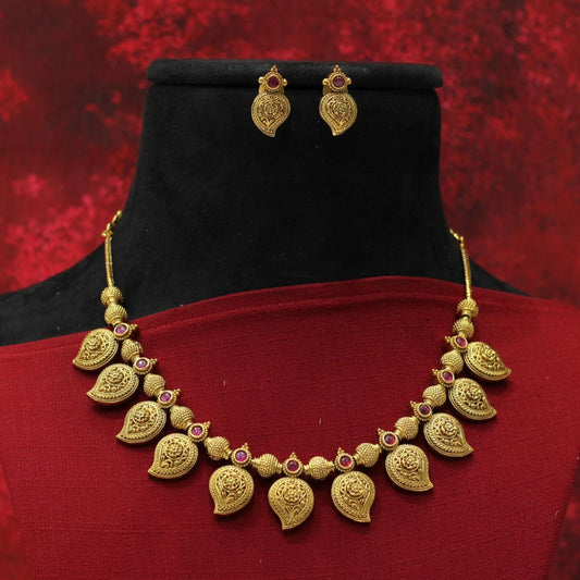 RAJWADI MATT FINISH MANGO NECKLACE SET
