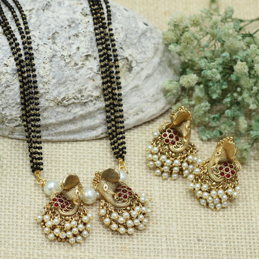 MATT GAJARA WATI MANGALSUTRA WITH 4 LAYER MALA