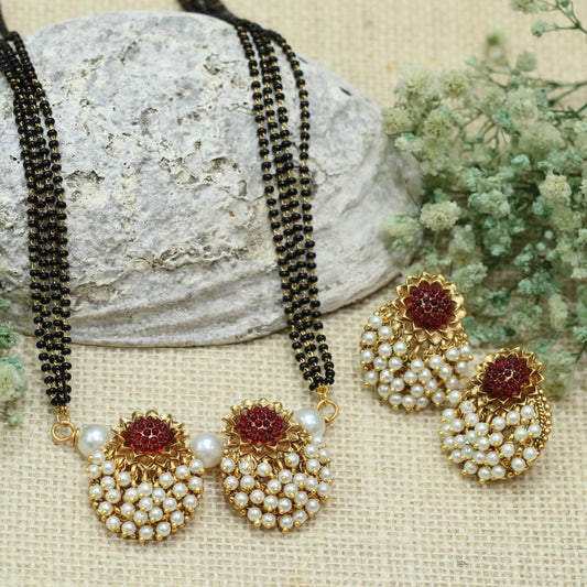 MATT GAJARA WATI MANGALSUTRA WITH 4 LAYER MALA