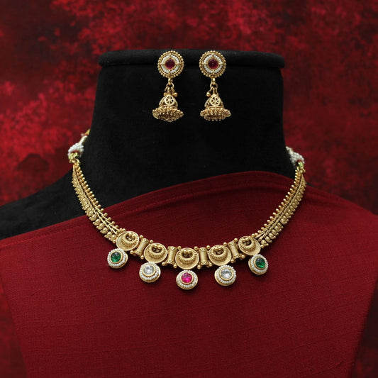 RAJWADI MATT NECKLACE SET