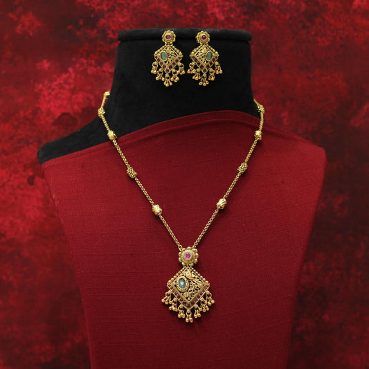 RAJWADI MATT PENDENT NECKLACE
