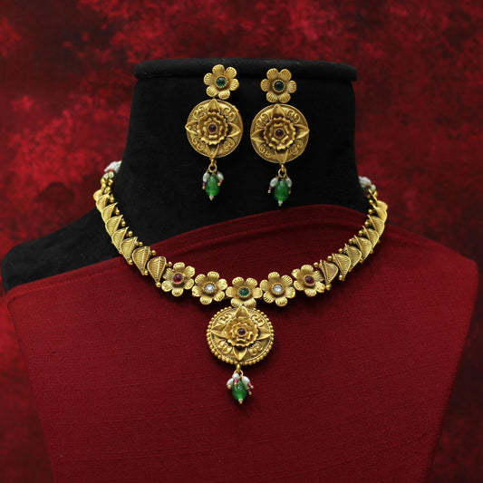 RAJWADI MATT NECKLACE SET