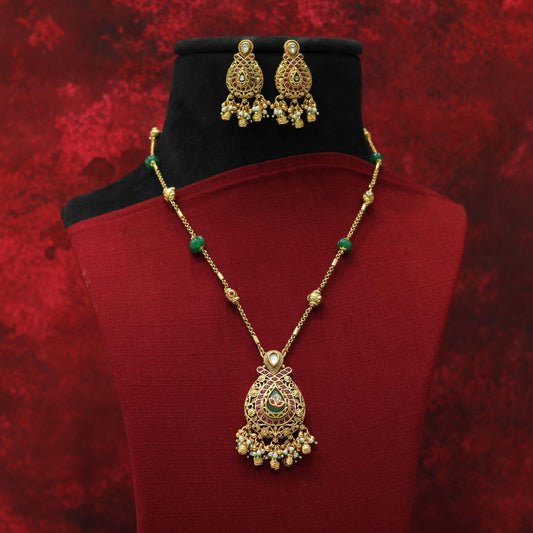 RAJWADI MATT PENDENT NECKLACE