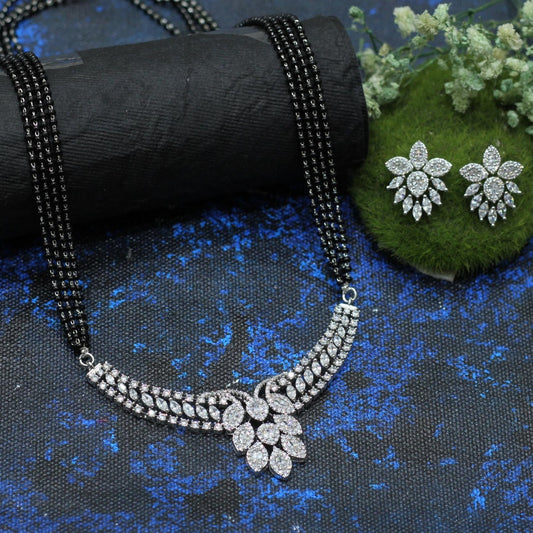 SILVER PLATED AD MANGALSUTRA WITH 4 LAYER MALA