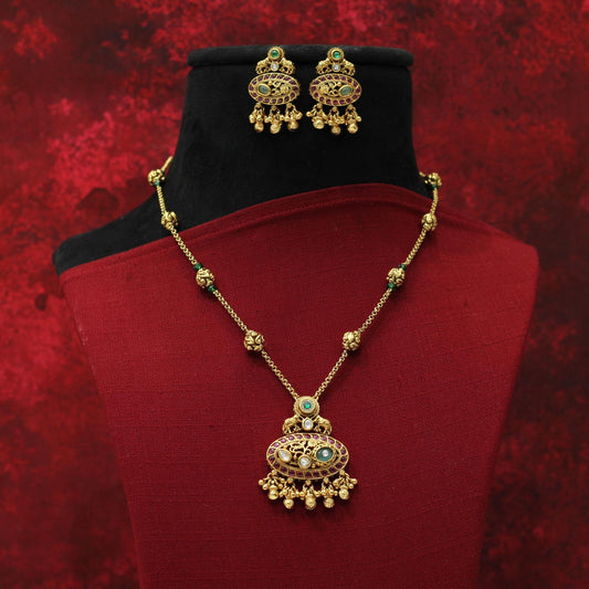 RAJWADI MATT PENDENT NECKLACE