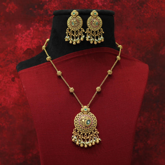 RAJWADI MATT PENDENT NECKLACE
