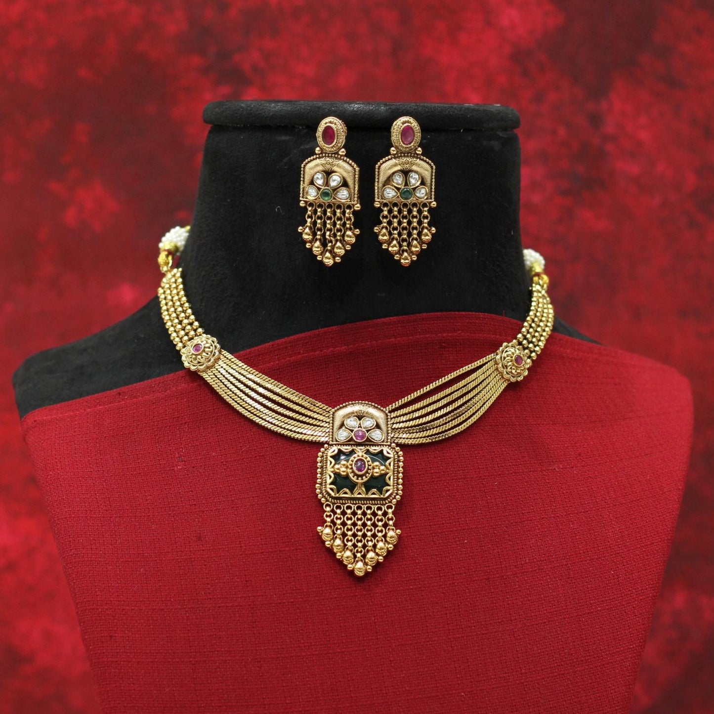 RAJWADI MATT NECKLACE SET