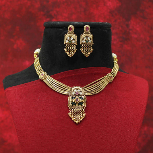 RAJWADI MATT NECKLACE SET