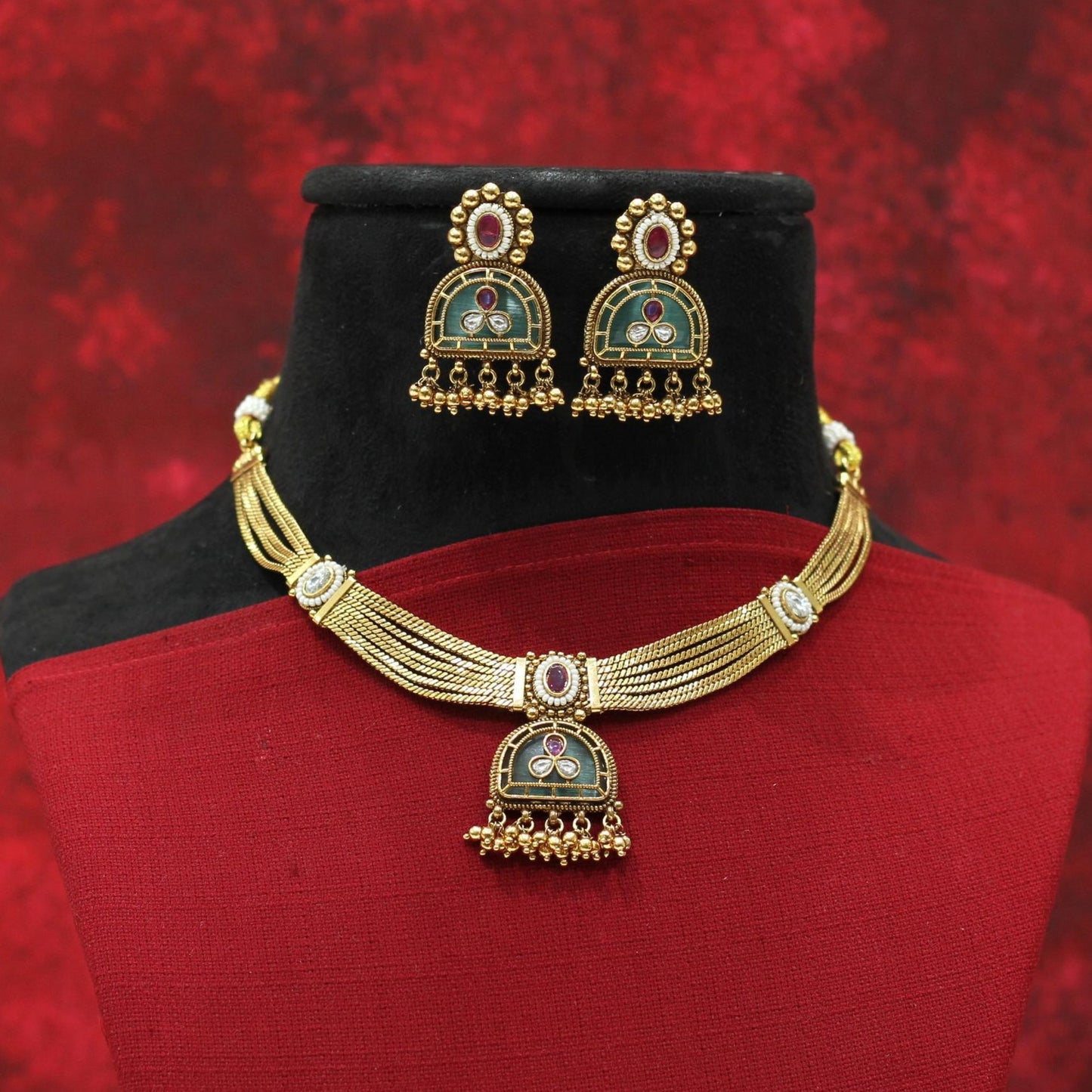 RAJWADI MATT NECKLACE SET